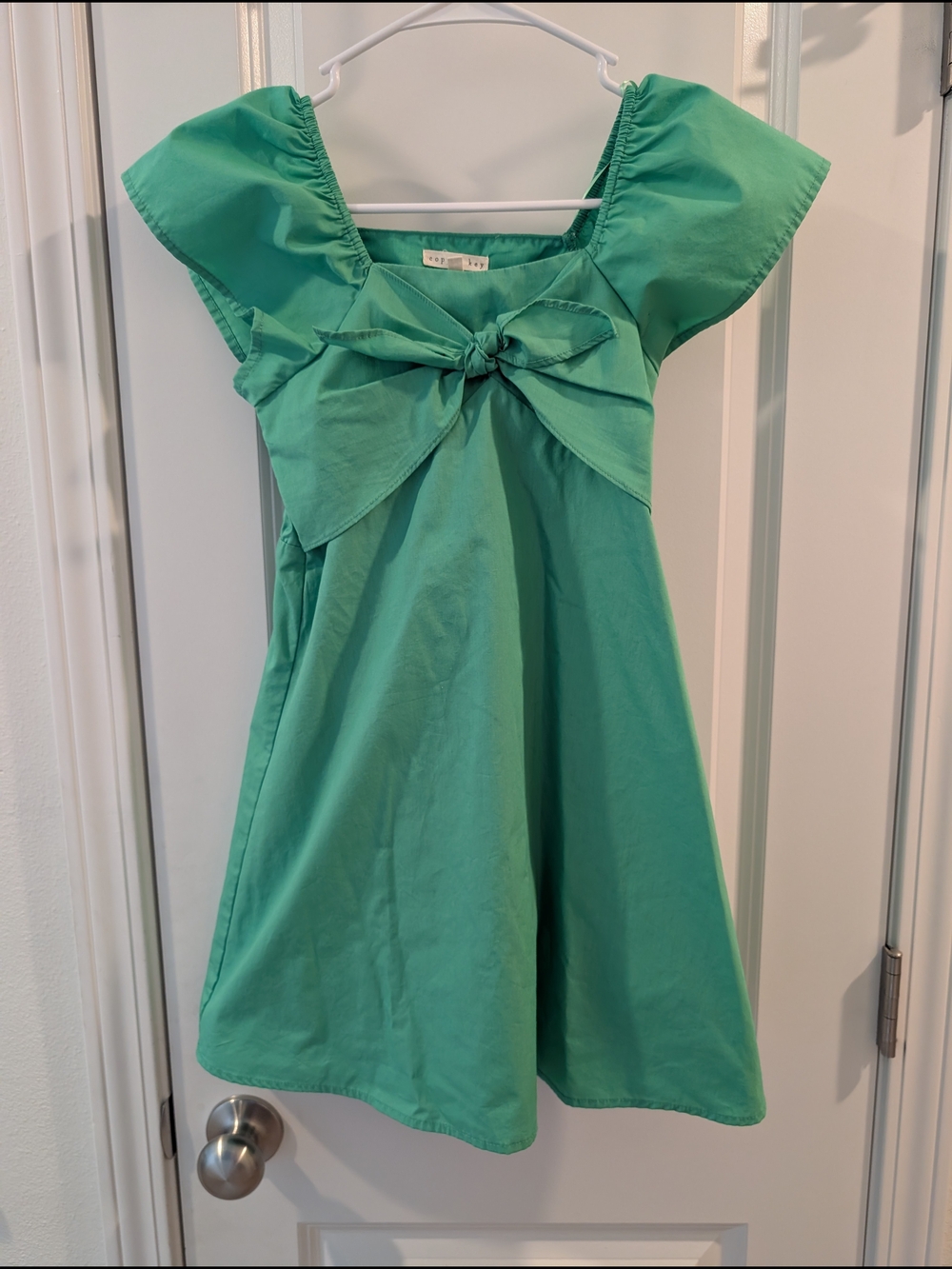 Copper Key Teal Green Bow-Front Kids Dress